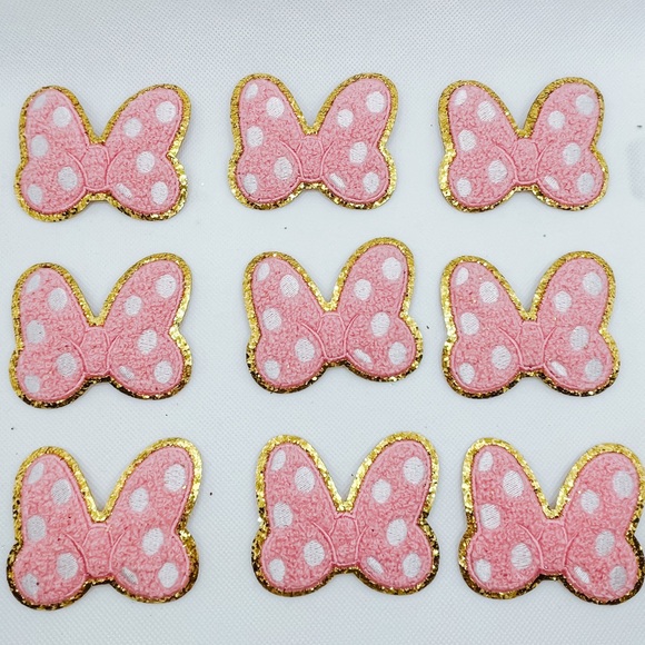 Pink Minnie mouse bow chenille patch - Picture 2 of 2